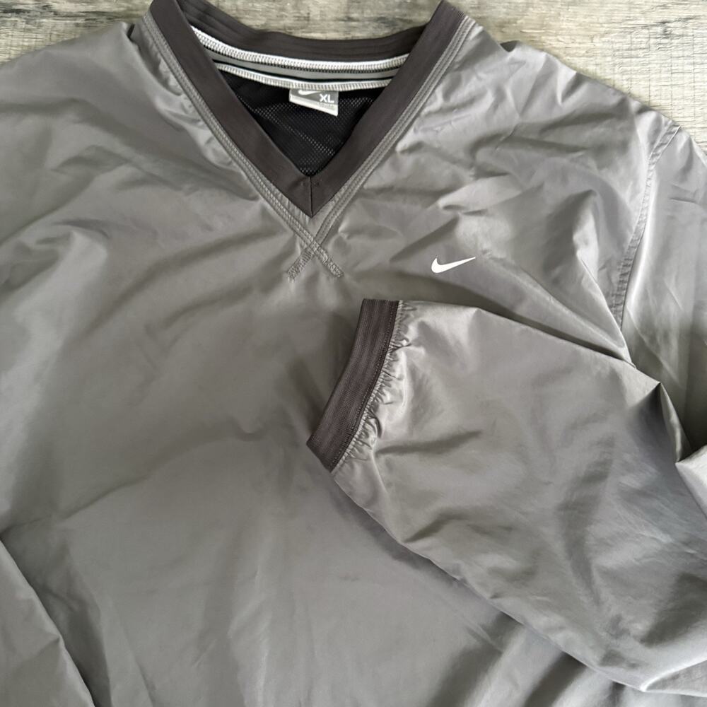 Vintage Y2K Nike Pullover Windbreaker Jacket Golf Gray XL Silver Tag Mesh Lined